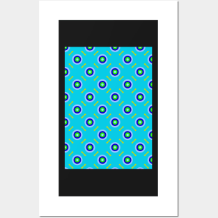 Blue Turquoise and green circle pattern Posters and Art